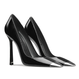 Women's Genuine Leather Metal Toe Heels - Black -  8cm Stiletto - 42 B - Genuine Patent Leather - image 26