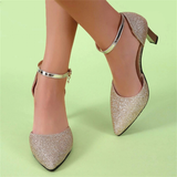 Women's Gold Silver Rose Glitter Shoes - Gold - Formal Sandals - 40 B - PU Leather - image 14