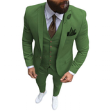 Men's Formal Wedding Attire 3 Pcs Slim Fit - Green - 3 Pcs Slim Suit - 5XL - Linen - image 37
