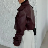 Women's Extra Long Faux Leather Coat - Brown - Long PU Leather Jacket - 5XL - PU leather - image 20