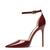 Women's Patent Leather High Heel Stilettos - Wine Red - 1 / 12cm Heel - 45 B - Genuine Patent Leather - image 2