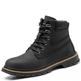 Men's Steel Cap Toe High-Top Work Boots - Black - 48 B - PU Leather - image 1