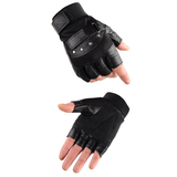 Men's Half Finger Leather Punk Gloves - Black - 1 - Gloves - Adjustable - PU Leather/Polyester - image 12