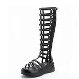Women's Cut Out Gladiator Sandals - Black - Platform Sandals - 42 B - PU Leather - image 29