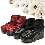 Funki Buys | Shoes | Women's Cute Red Flower Leather Wedges