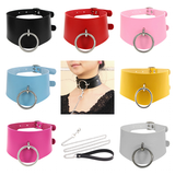 Women's Cosplay Wide Collar Choker - Black - Circle Choker - Medium - PU Leather - image 11