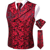 Men's 4 Pcs Formal Floral Tie Vest Sets - Brown - 4pc Tie Set - HT-MJ-0093 - 3XL - Silk - image 43