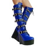 Women's Colorful Custom Platform Boots - Blue - LGZ4702 / Boots - 14 B - PU Leather - image 19