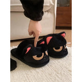 Women's Black Cat Winter Soft Slippers - Black/Red - Heel Covered Slippers - 36-37 - Plush - image 15