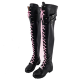 Women's Cosplay Gothic Lace Up Boots - Black - Boots - 46 B - PU Patent Leather - image 1