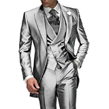 Men's Luxury Formal Wedding Tuxedos 3Pc - Silver Gray - 3 Pcs Suit - 5XL - Polyester - image 1