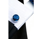 Funki Buys | Neckties | Men's 4 Pcs Dark Blue Paisley Tie Set