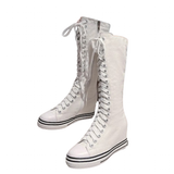 Women's Knee High Platform Canvas Boots - Black - High Top Canvas Sneakers - 40 B - Canvas - image 42