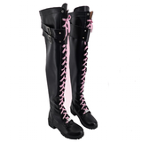 Women's Cosplay Gothic Lace Up Boots - Black - Boots - 46 B - PU Patent Leather - image 4
