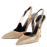 Women's Metallic Beaded High Slingbacks - Gold - 1 6129 / Slingbacks - 42 B - PU Leather - image 1