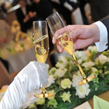 Wedding Champagne Flutes Cake Set x 4 - Clear - 4 Pcs Gold Set - Medium - Crystal - image 14