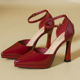 Women's Patent Leather Pointed Toe heels - Red - 12cm Heels - 42 B - Patent Leather - image 16