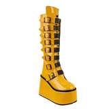 Women's Yellow Buckle Strap Platform Boots - Yellow - Buckle Boots - 46 B - PU Leather - image 5