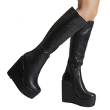 Women's High Luxury Gothic Platform Boots - Black - 1 / Lace Up - 10 B - PU Leather - image 31