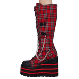Women's Canvas Platform Wedge Sneakers - Red/Black - Tartan - Platform Sneakers - 46 B - Canvas - image 31