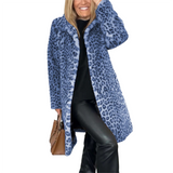 Women's Leopard Print Plush Coat - Blue - Leopard Print Jacket - XXXL - Polyester - image 22