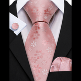 Men's 3 Pcs Dusty Rose Floral Tie Set - Pink - Necktie / 5038 - One Size - Polyester - image 1