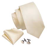 Funki Buys | Neckties | Men's 3 Pcs Elegant Cream Formal Tie Set