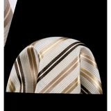 Funki Buys | Neckties | Men's 3 Pcs Beige Gold Striped Tie Set