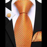 Men's 3 Pcs Elegant Geometric Tie Set - Orange - Necktie / 1851 - One Size - Polyester - image 5