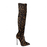 Women's Leopard Print Over-Knee Boots - Beige - Leopard Print Boots - 44 B - PU/Suede - image 3