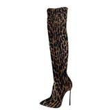 Women's Leopard Print Over-Knee Boots - Beige - Leopard Print Boots - 44 B - PU/Suede - image 9