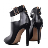 Women's High Buckle Strap Stiletto Sandal - Black - Buckle Strap Stilettos - 46 B - PU Leather - image 23