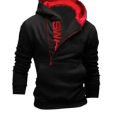 Men's High Neck Hooded Pullovers - Black/Red - Pullover - XXXL - Polyester - image 10