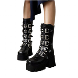 Women's Chunky Mid-Calf Buckle Boot - Black - Buckle Boots - 43 B - PU Leather - image 1