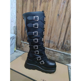 Women's Punk Buckle Strap Platform Boots - White - 1 - 2022 - Rippled Heel - 43 B - PU Leather - image 24