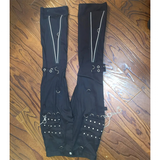 Women's Men's Y2k Punk Rivet Chain Pants - Black - Punk Pants - 37 - Polyester - image 6