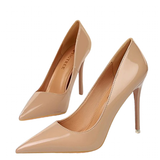 Women's Formal Mid-Heel Nude Scarpins - Nude - 10.5cm - Formal Stilettos - 43 B - PU Patent Leather - image 1