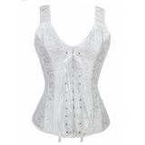 Women's Victorian Satin Lace Up Corsets - White - 6806 Corset - 7XL - Polyester - image 4