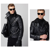 Men's Premium Faux Leather Biker Jacket - Black - Faux Leather Jacket - 5XL - PU Leather - image 17