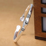 Men's Women's Silver Hand Hug Bangle - Silver - Unisex Bracelet - Adjustable - Sterling Silver - image 10