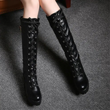 Women's High Luxury Gothic Platform Boots - Black - 1 / Lace Up - 10 B - PU Leather - image 38