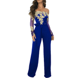 Women's Elegant Lace Evening Pantsuit - Blue/Gold - Evening Jumpsuit - XXXL - Polyester Spandex - image 28