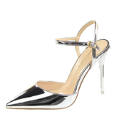 Women's Shiny Metallic Slingback Stilettos - Champagne - Formal Dress Shoes - 40(Foot25cm) - PU Leather - image 12