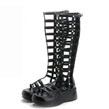 Women's Cut Out Gladiator Sandals - Black - Platform Sandals - 42 B - PU Leather - image 1