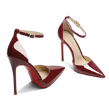 Women's Patent Leather High Heel Stilettos - Wine Red - 1 / 12cm Heel - 45 B - Genuine Patent Leather - image 12