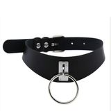 Women's Cosplay Dog Collar Choker - Black - Circle Choker - Medium - PU Leather - image 2