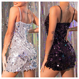 Women's Sparkly Sequin Sling Mini Dress - Black - Mini Dress - XXXL - Polyester - image 18