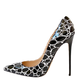 Women's Patent Leather Oval Pattern Stilettos - Black - 1 / 12cm Heel - 46 B - Silk/Leather - image 5