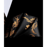 Funki Buys | Neckties | Men's 3 Pcs Black Gold Floral Tie Set