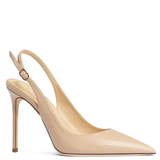 Women's Elegant Luxury Slingback Pumps - Beige - 1 / 10cm Stiletto - 43 B - PU Leather - image 33